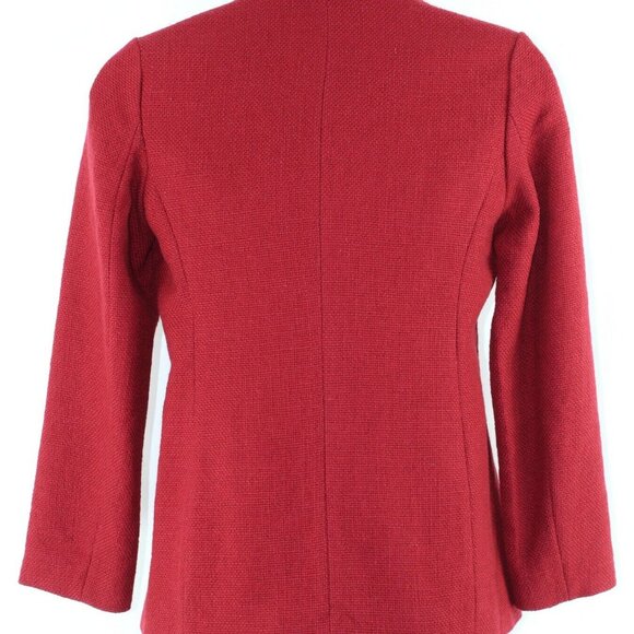 J Jill $119 Sz M Deep Claret Red Wool Acrylic Poly Lined Textured Jacket - Picture 3 of 7